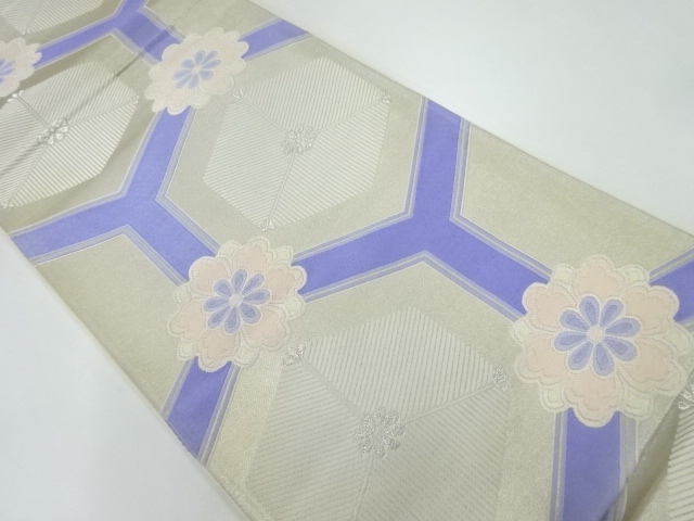 アンティーク　亀甲繋ぎに花模様織出し袋帯（材料）